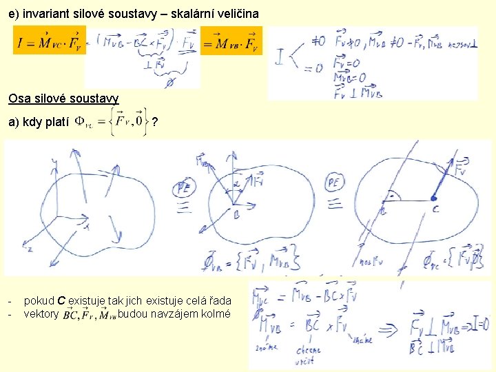 e) invariant silové soustavy – skalární veličina Osa silové soustavy a) kdy platí -