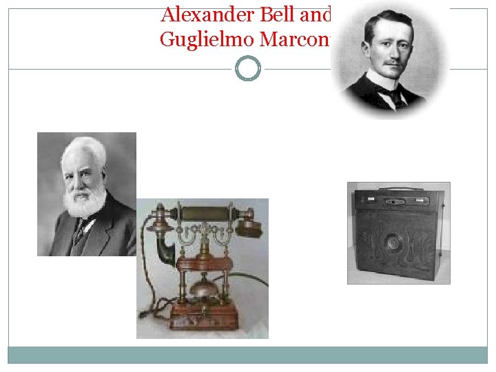Alexander Bell and Guglielmo Marconi 