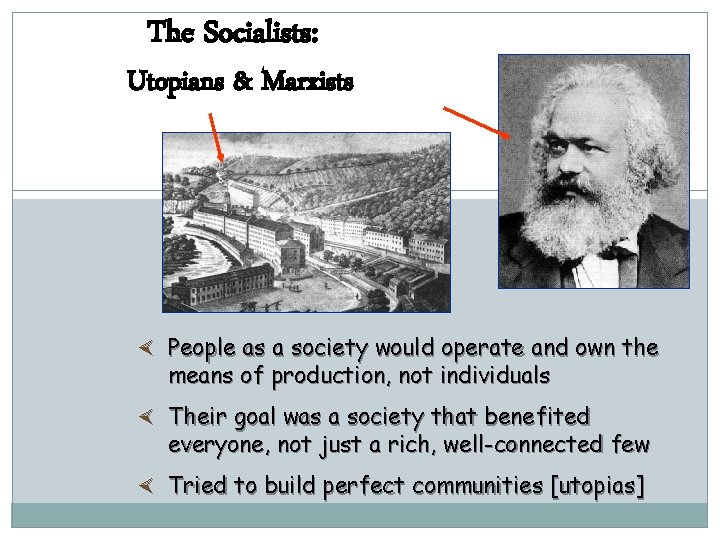 The Socialists: Utopians & Marxists × People as a society would operate and own