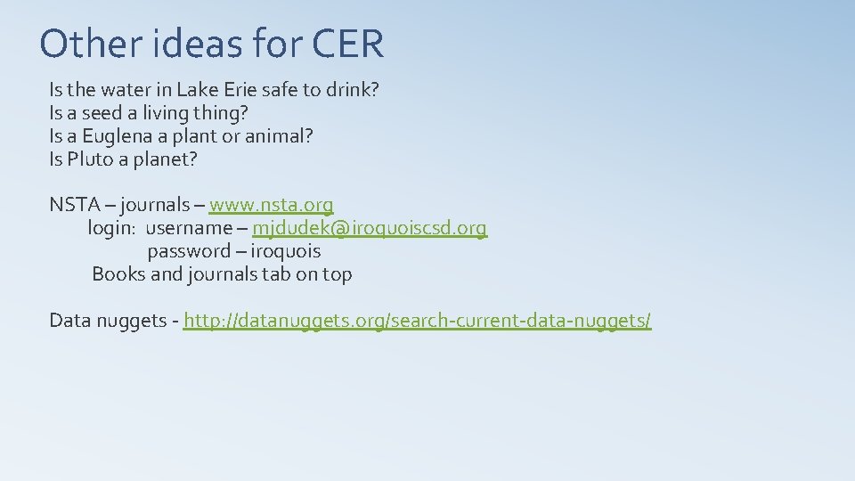 Other ideas for CER Is the water in Lake Erie safe to drink? Is