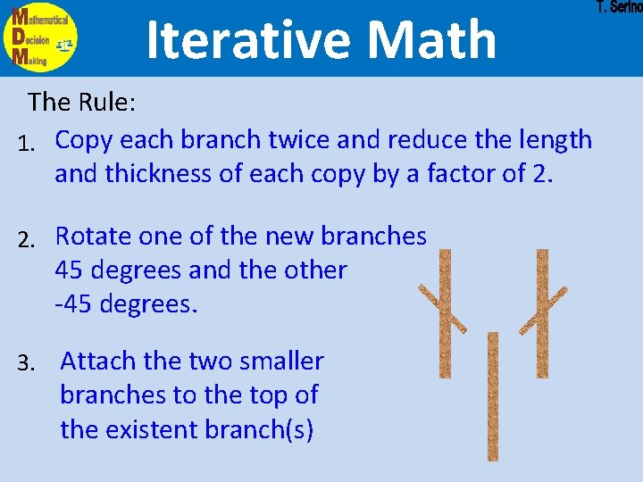 Iterative Math The Rule: 1. Copy each branch twice and reduce the length and