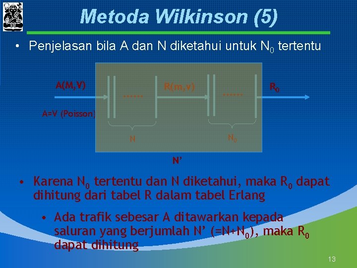 Metoda Wilkinson (5) • Penjelasan bila A dan N diketahui untuk N 0 tertentu