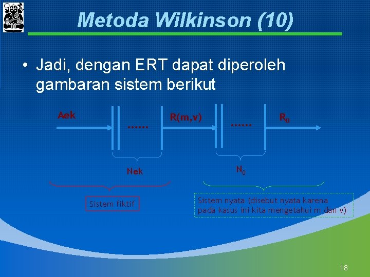 Metoda Wilkinson (10) • Jadi, dengan ERT dapat diperoleh gambaran sistem berikut Aek ……