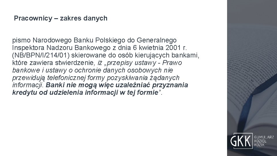 Pracownicy – zakres danych pismo Narodowego Banku Polskiego do Generalnego Inspektora Nadzoru Bankowego z