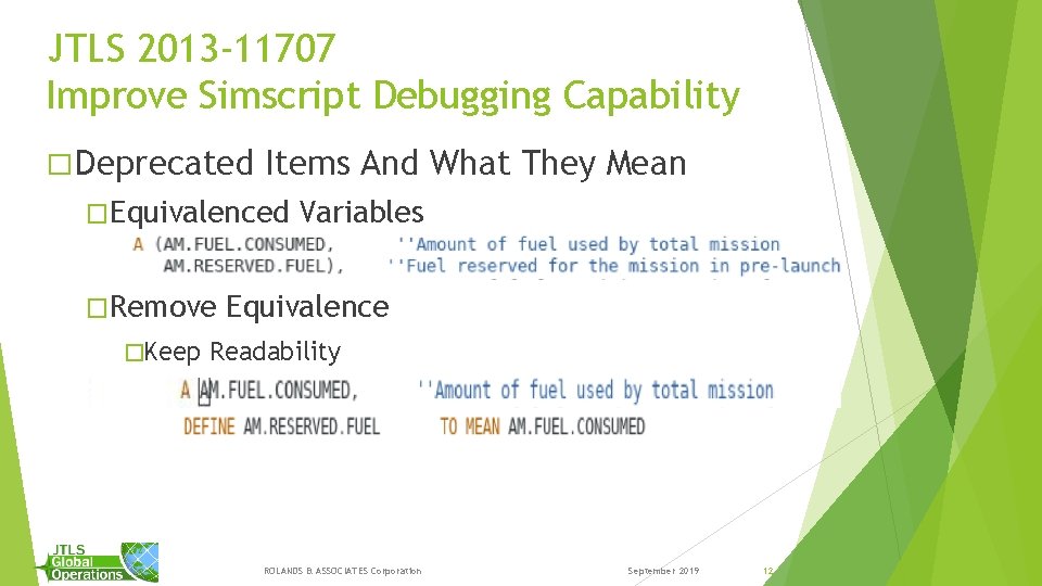 JTLS 2013 -11707 Improve Simscript Debugging Capability � Deprecated Items And What They Mean