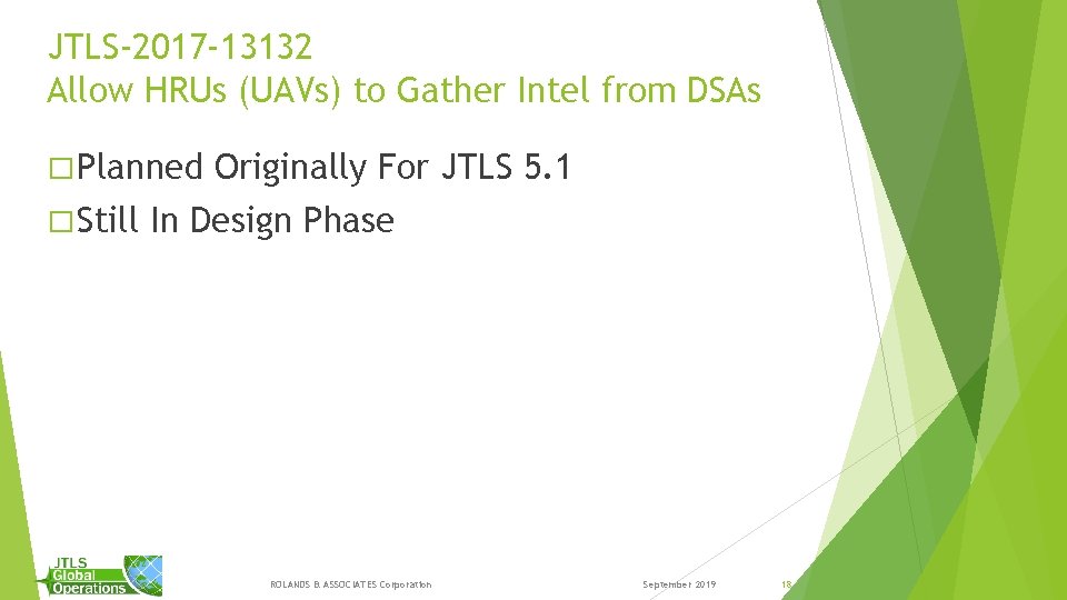 JTLS-2017 -13132 Allow HRUs (UAVs) to Gather Intel from DSAs � Planned � Still