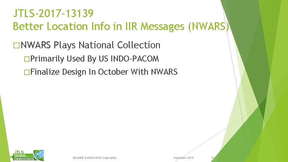 JTLS-2017 -13139 Better Location Info in IIR Messages (NWARS) � NWARS Plays National Collection