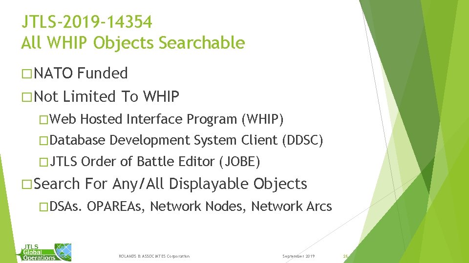 JTLS-2019 -14354 All WHIP Objects Searchable � NATO � Not Funded Limited To WHIP
