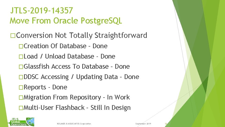 JTLS-2019 -14357 Move From Oracle Postgre. SQL � Conversion �Creation �Load Of Database –