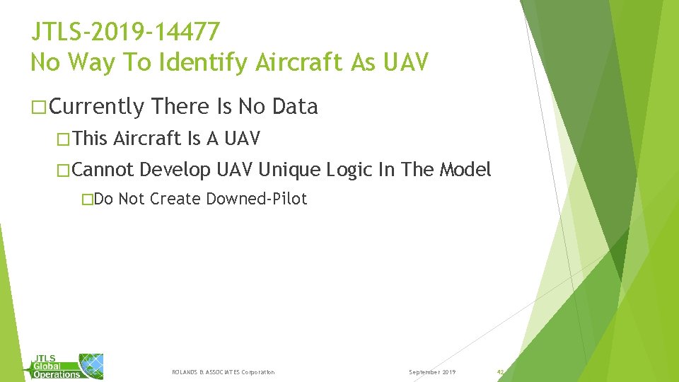 JTLS-2019 -14477 No Way To Identify Aircraft As UAV � Currently �This Aircraft Is