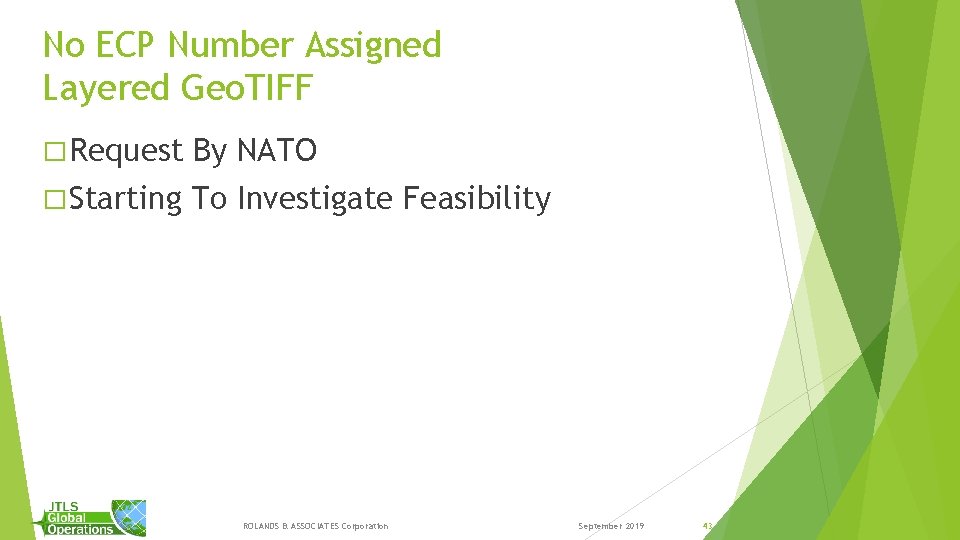 No ECP Number Assigned Layered Geo. TIFF � Request By NATO � Starting To