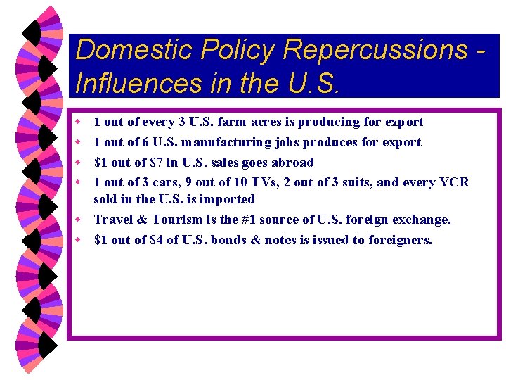 Domestic Policy Repercussions Influences in the U. S. w w w 1 out of