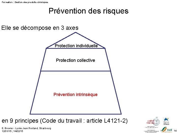 Formation : Gestion des produits chimiques Prévention des risques Elle se décompose en 3