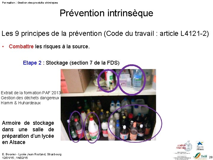 Formation : Gestion des produits chimiques Prévention intrinsèque Les 9 principes de la prévention