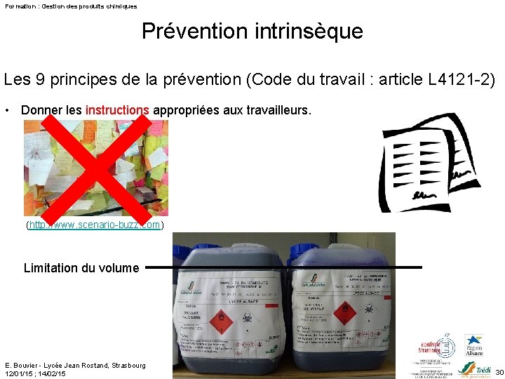 Formation : Gestion des produits chimiques Prévention intrinsèque Les 9 principes de la prévention