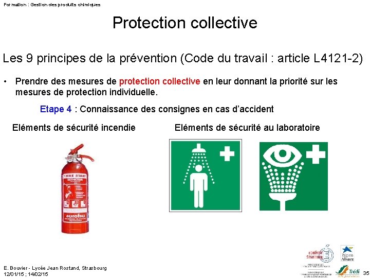 Formation : Gestion des produits chimiques Protection collective Les 9 principes de la prévention