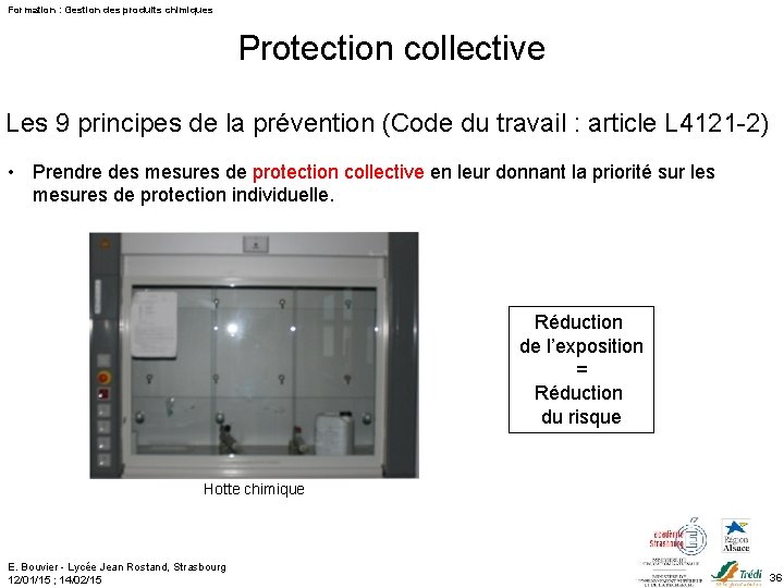 Formation : Gestion des produits chimiques Protection collective Les 9 principes de la prévention