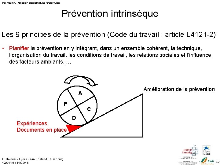 Formation : Gestion des produits chimiques Prévention intrinsèque Les 9 principes de la prévention