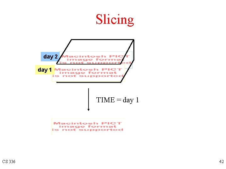 Slicing day 2 day 1 TIME = day 1 CS 336 42 Slicing day 2 day 1 TIME = day 1 CS 336 42