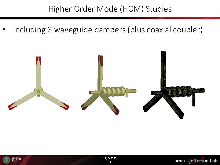 Higher Order Mode (HOM) Studies • Including 3 waveguide dampers (plus coaxial coupler) 11/6/2020 Higher Order Mode (HOM) Studies • Including 3 waveguide dampers (plus coaxial coupler) 11/6/2020