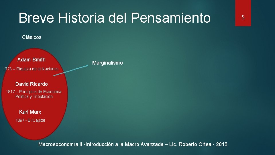 Breve Historia del Pensamiento Clásicos Adam Smith Marginalismo 1776 – Riqueza de la Naciones