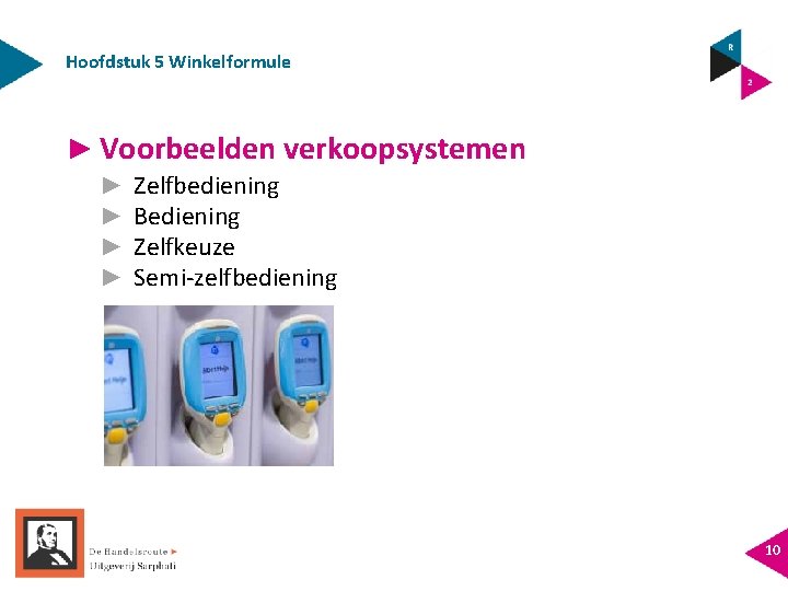 Hoofdstuk 5 Winkelformule ► Voorbeelden verkoopsystemen ► ► Zelfbediening Bediening Zelfkeuze Semi-zelfbediening 10 