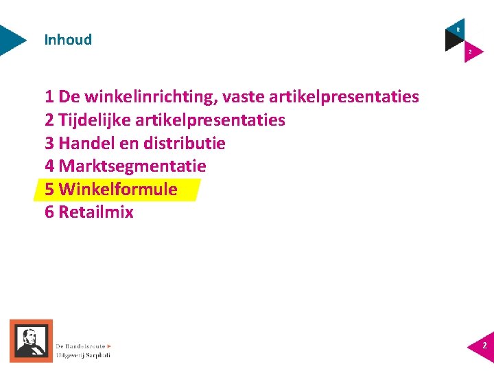 Inhoud 1 De winkelinrichting, vaste artikelpresentaties 2 Tijdelijke artikelpresentaties 3 Handel en distributie 4