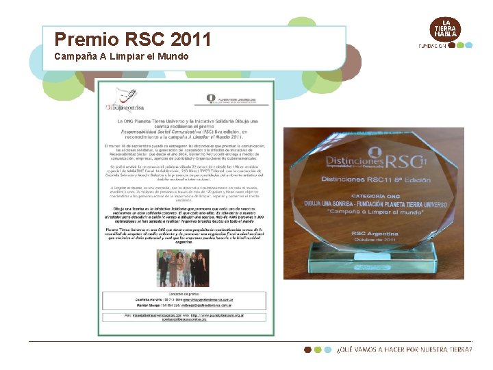 Premio RSC 2011 Campaña A Limpiar el Mundo 