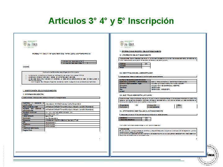 Artículos 3° 4° y 5° Inscripción Artículos 3° 4° y 5° Inscripción