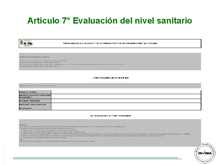 Artículo 7° Evaluación del nivel sanitario Artículo 7° Evaluación del nivel sanitario