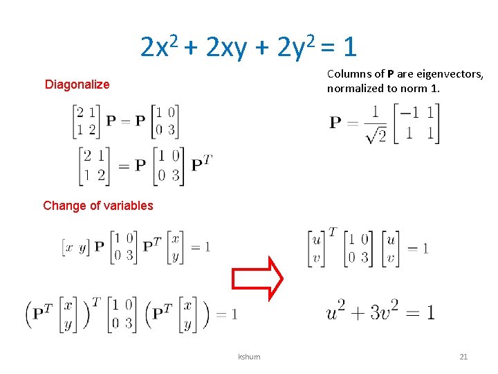 2 x 2 + 2 xy + 2 y 2 = 1 Columns of 2 x 2 + 2 xy + 2 y 2 = 1 Columns of