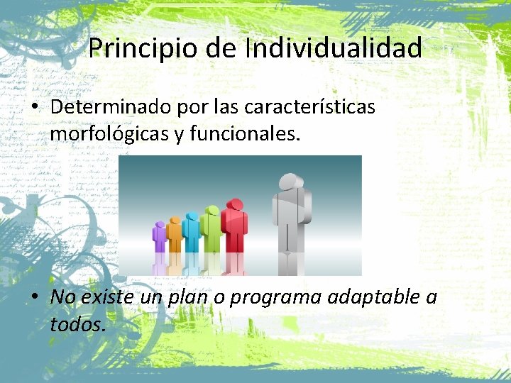 Principio de Individualidad • Determinado por las características morfológicas y funcionales. • No existe