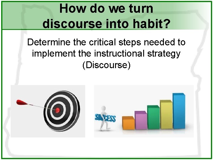 How do we turn discourse into habit? Determine the critical steps needed to implement