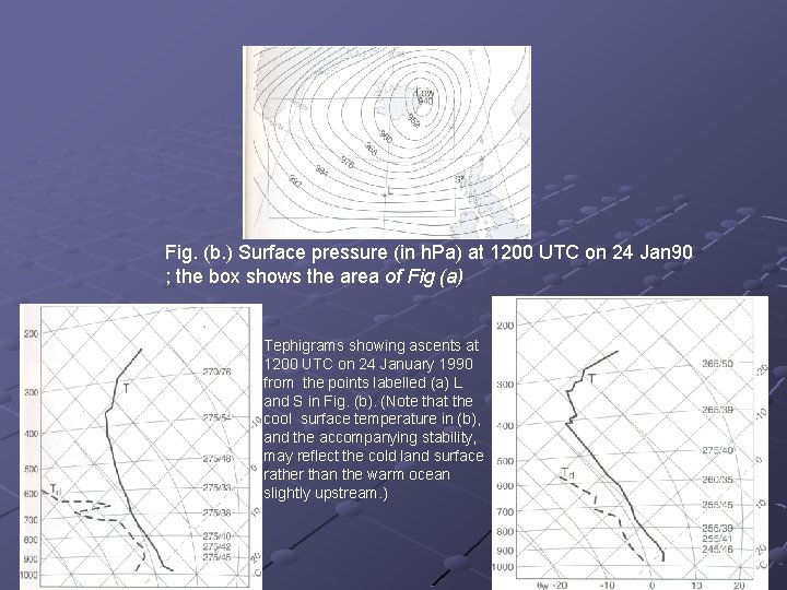 Fig. (b. ) Surface pressure (in h. Pa) at 1200 UTC on 24 Jan