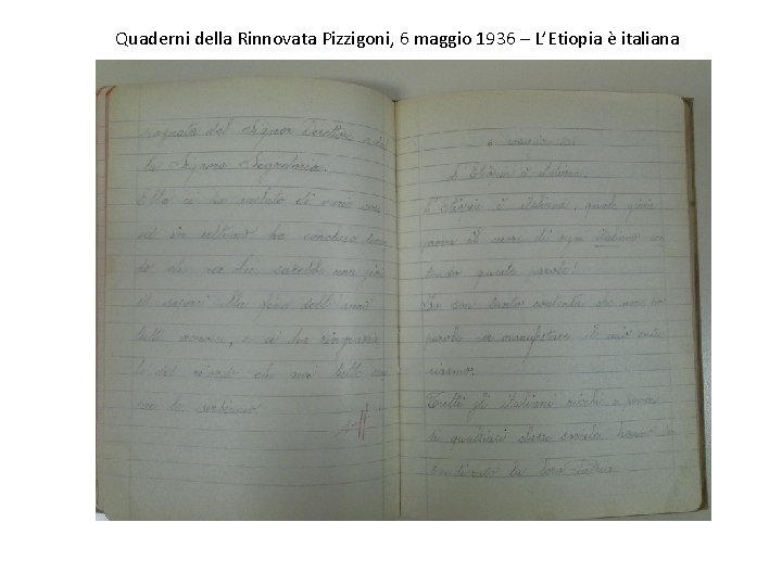 Quaderni della Rinnovata Pizzigoni, 6 maggio 1936 – L’Etiopia è italiana 