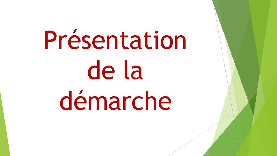 Présentation de la démarche 