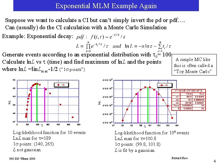 Exponential MLM Example Again Suppose we want to calculate a CI but can’t simply
