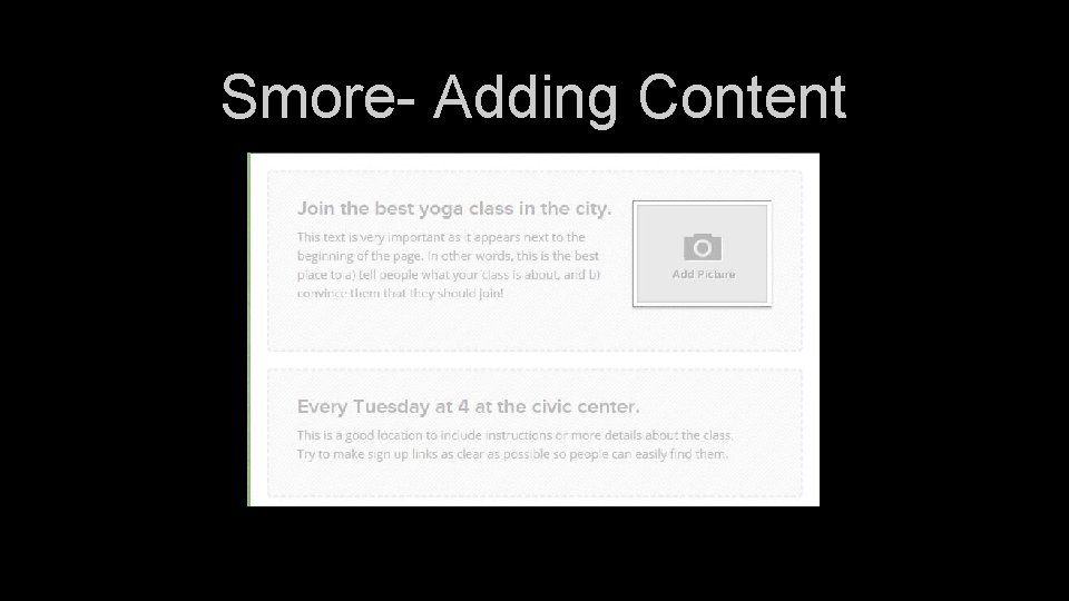 Smore- Adding Content 
