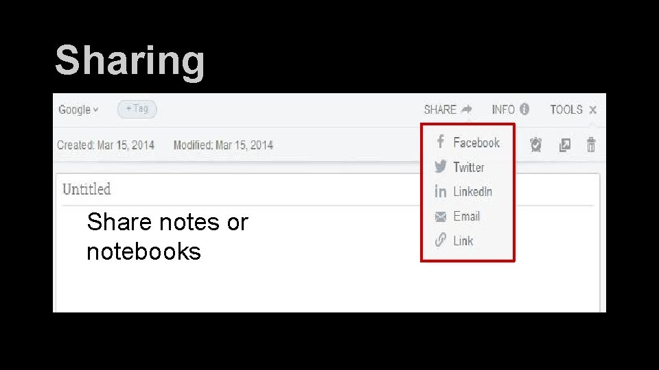 Sharing Share notes or notebooks 