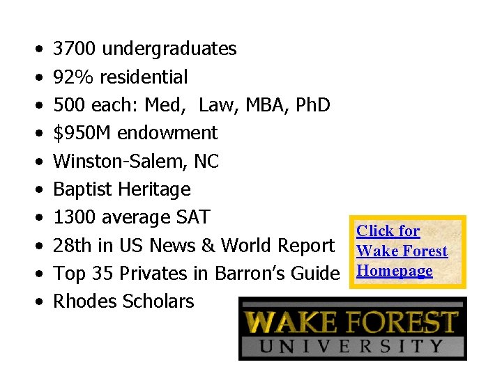  • • • 3700 undergraduates 92% residential 500 each: Med, Law, MBA, Ph.