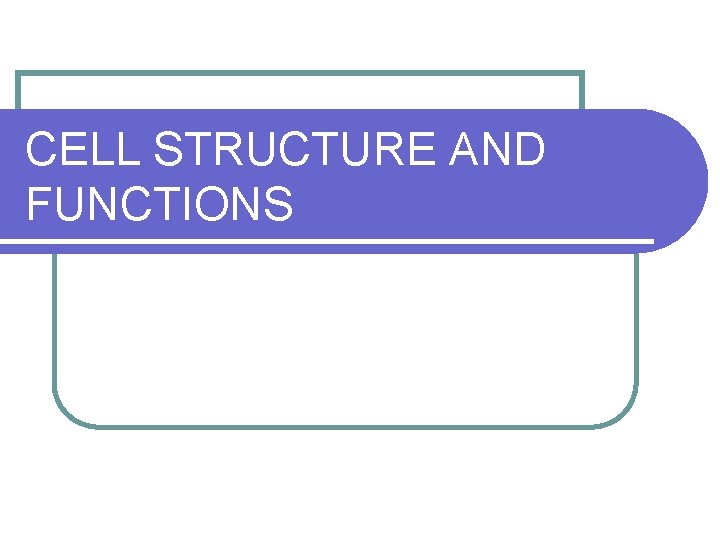 CELL STRUCTURE AND FUNCTIONS 