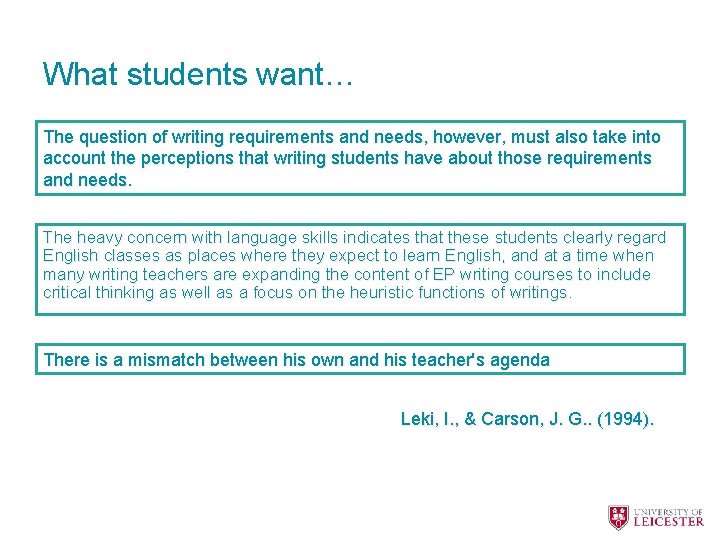 What students want… The question of writing requirements and needs, however, must also take
