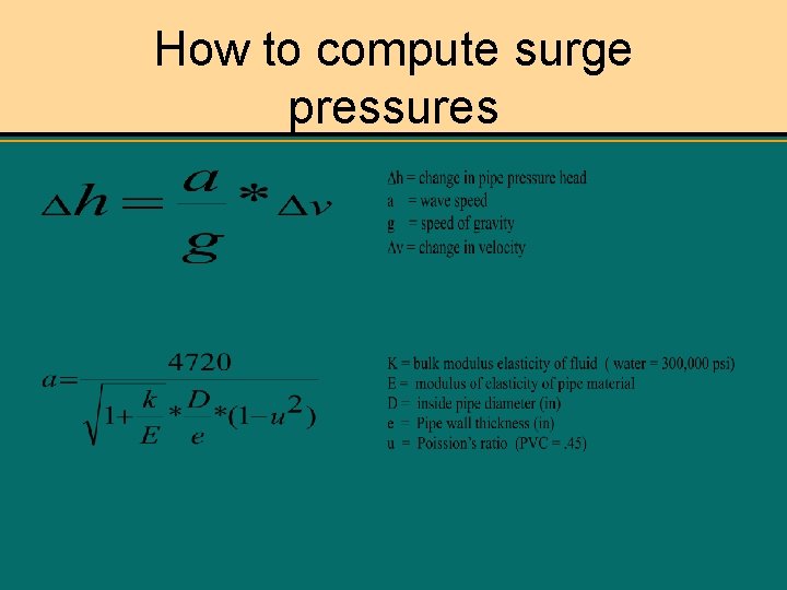 How to compute surge pressures 