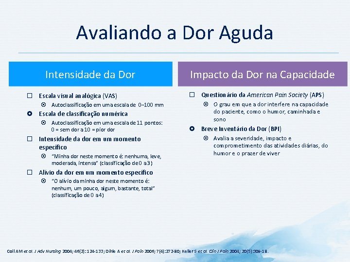 Avaliando a Dor Aguda Intensidade da Dor Escala visual analógica (VAS) Autoclassificação em uma Avaliando a Dor Aguda Intensidade da Dor Escala visual analógica (VAS) Autoclassificação em uma