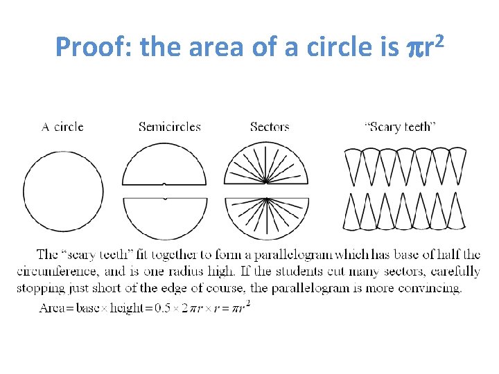 Proof: the area of a circle is r 2 