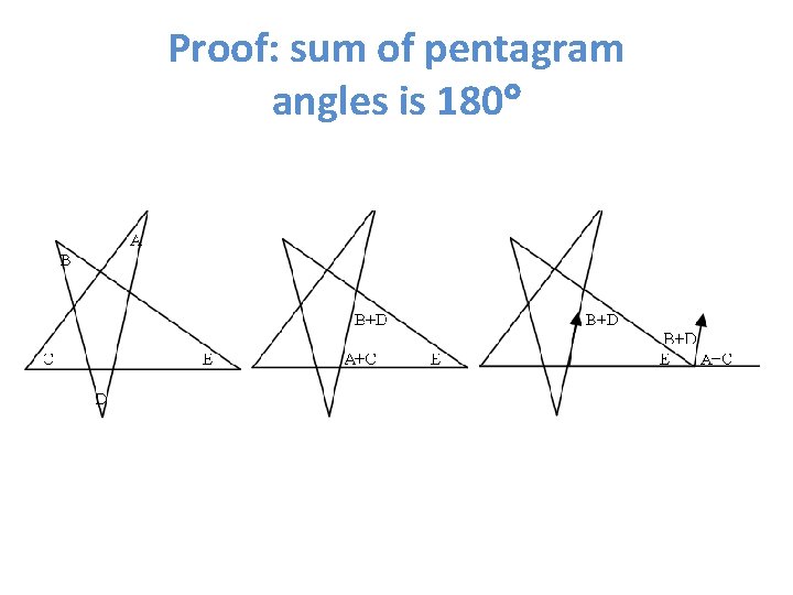 Proof: sum of pentagram angles is 180 