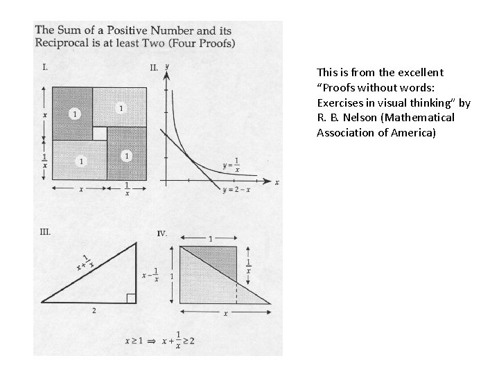 This is from the excellent “Proofs without words: Exercises in visual thinking” by R.