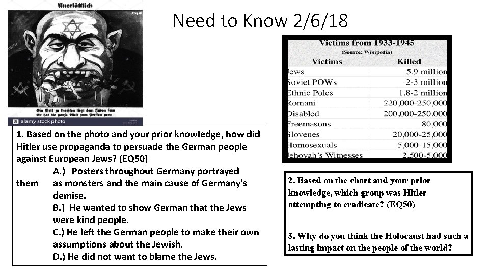 Need to Know 2/6/18 1. Based on the photo and your prior knowledge, how