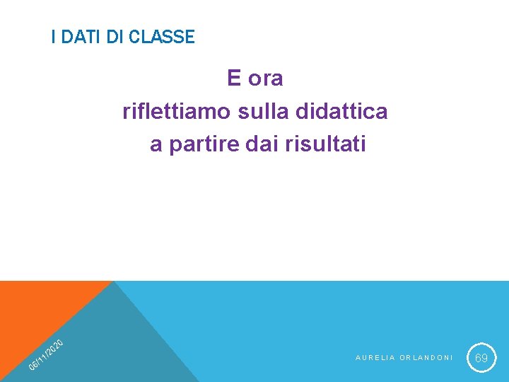 I DATI DI CLASSE E ora riflettiamo sulla didattica a partire dai risultati 20