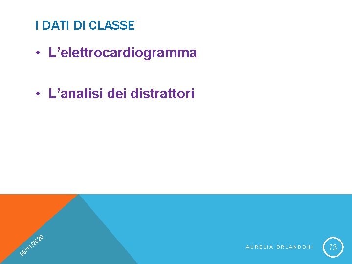 I DATI DI CLASSE • L’elettrocardiogramma • L’analisi dei distrattori 20 0 0 /2